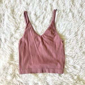 Pink V-neck Cropped Tank
